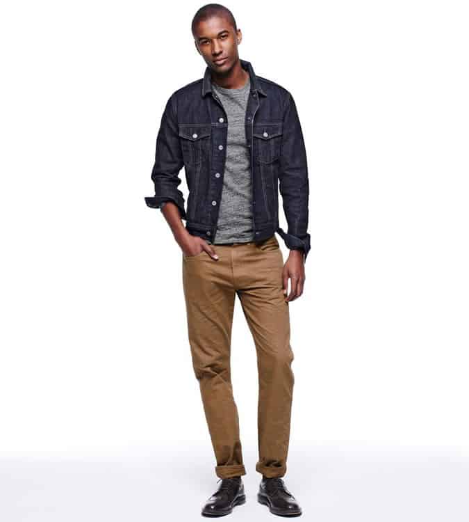 Men's Go-To Outfit Combinations - Denim Jacket & Beige Chinos