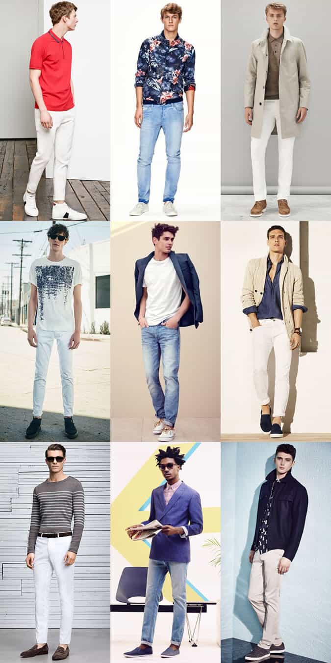 Men's Summer-Ready Neutral Chinos and Light Wash Jeans Outfit Inspiration Lookbook