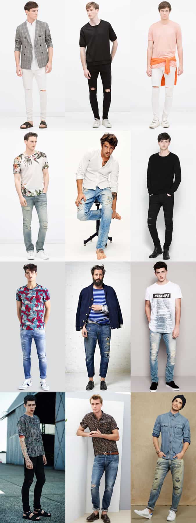 Men's Ripped and Distressed Jeans - Spring/Summer Outfit Inspiration Lookbook