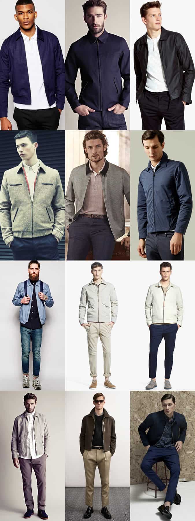 Men's Collared Bomber and Harrington Jackets Outfit Inspiration Lookbook