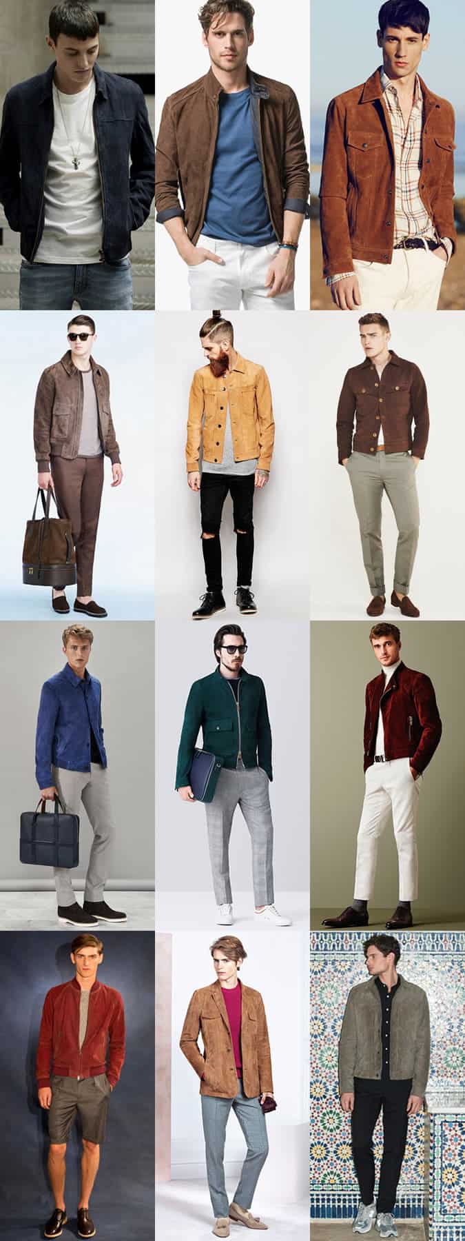 Men's Suede Outerwear and Jackets Outfit Inspiration Lookbook - Spring/Summer