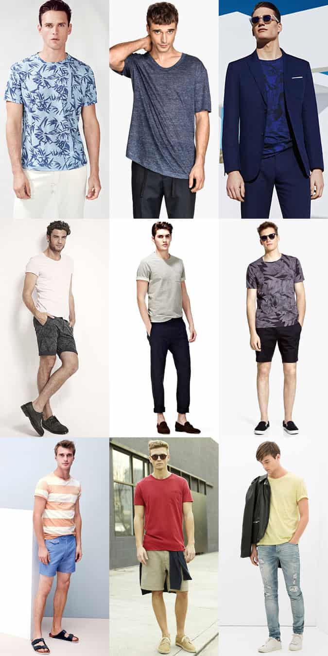 Men's Plain and printed t-shirts outfit inspiration lookbook