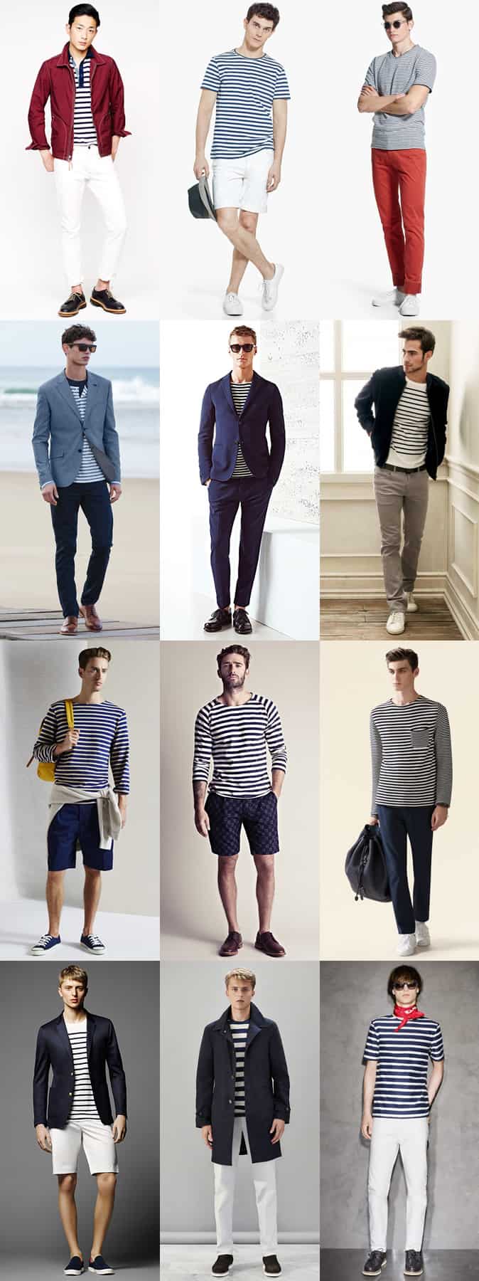 Men's Breton Stripe T-Shirts and Tops Outfit Inspiration Lookbook