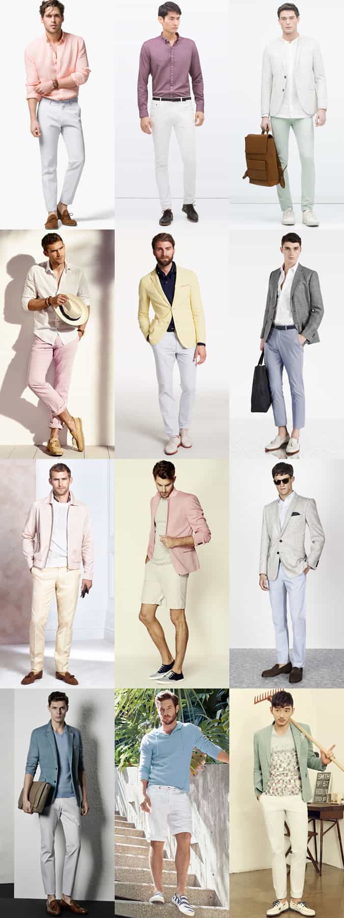 Men's White and Pastel Shades Outfit Inspiration Lookbook