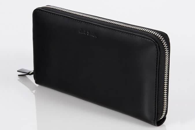 Paul Smith Wallets - Black Leather Zip-Around Travel Wallet