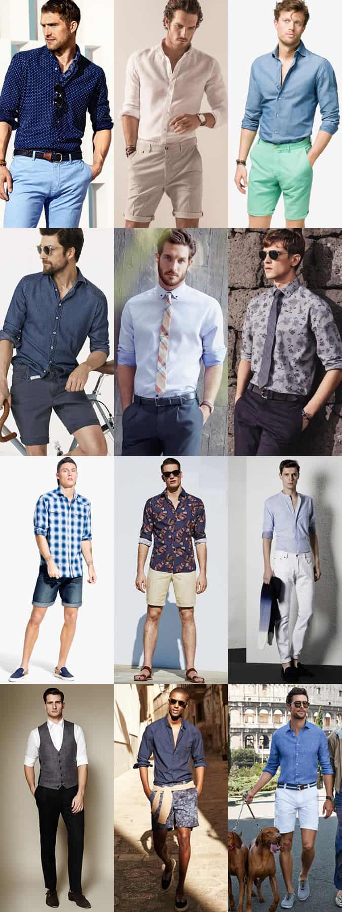 Men's Long-Sleeved Shirts With Sleeves Rolled Up Outfit Inspiration Lookbook