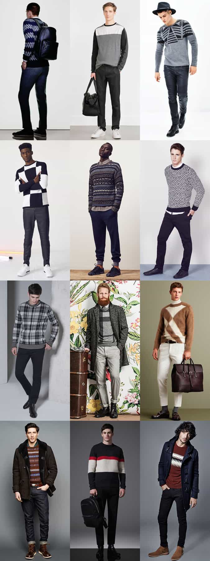 Men's Graphic/Printed Knitwear Outfit Inspiration Lookbook