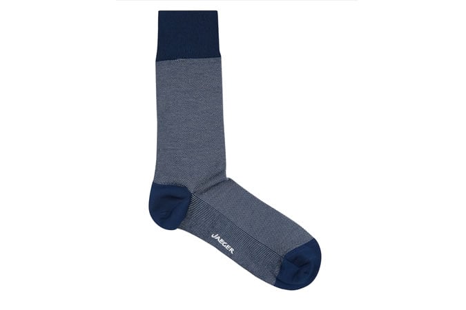 Jaeger Navy Birdseye Socks