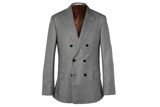 BRUNELLO CUCINELLI DOUBLE-BREASTED HOUNDSTOOTH WOOL JACKET