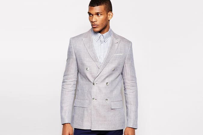 River Island Double Breasted Blazer in Slim Fit