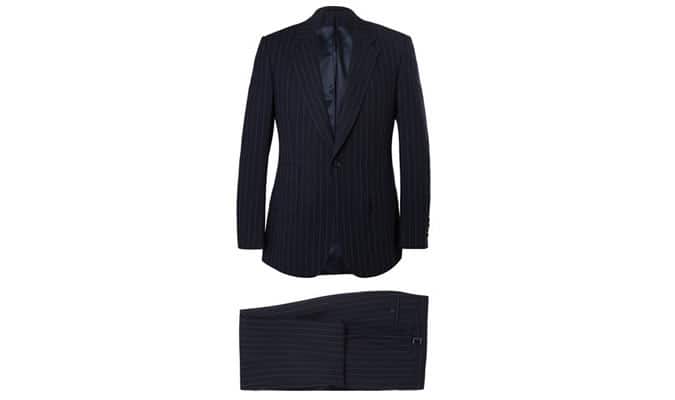 Kingsman Navy Slim-Fit Single-Breasted Pinstriped Wool Suit