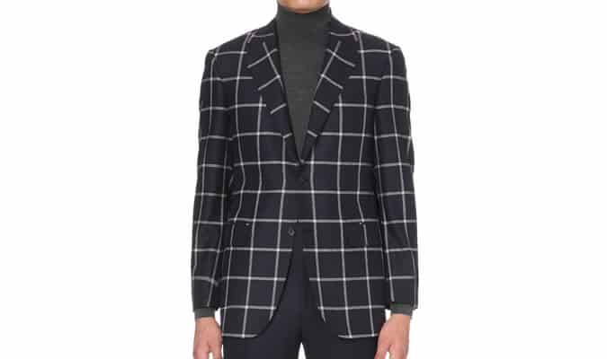 CANALI Windowpane-patterned wool jacket