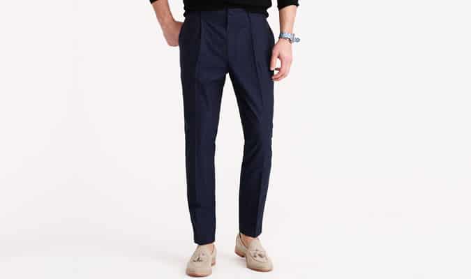 J Crew Pleated Trouser In Windowpane Cotton