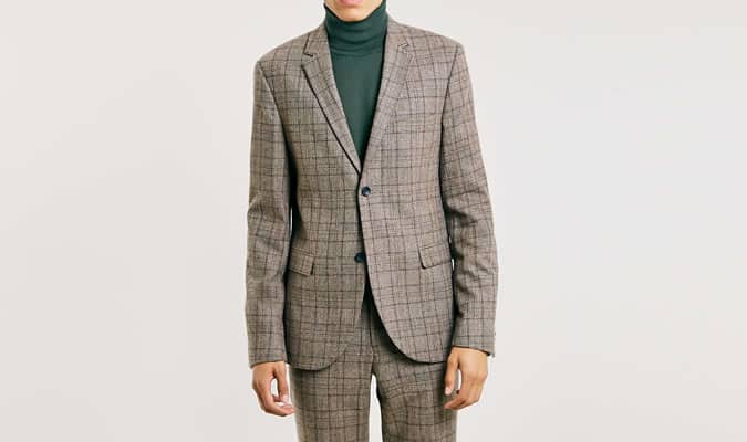 Brown Check Skinny Fit Suit