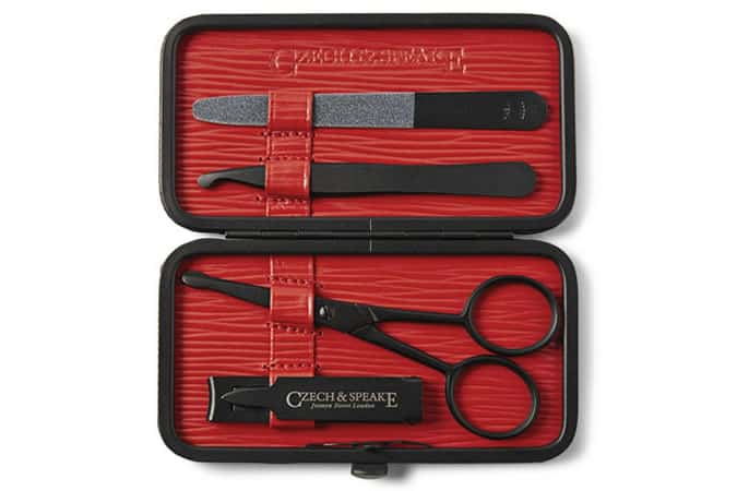 CZECH & SPEAKE AIR SAFE LEATHER-BOUND TRAVEL MANICURE SET