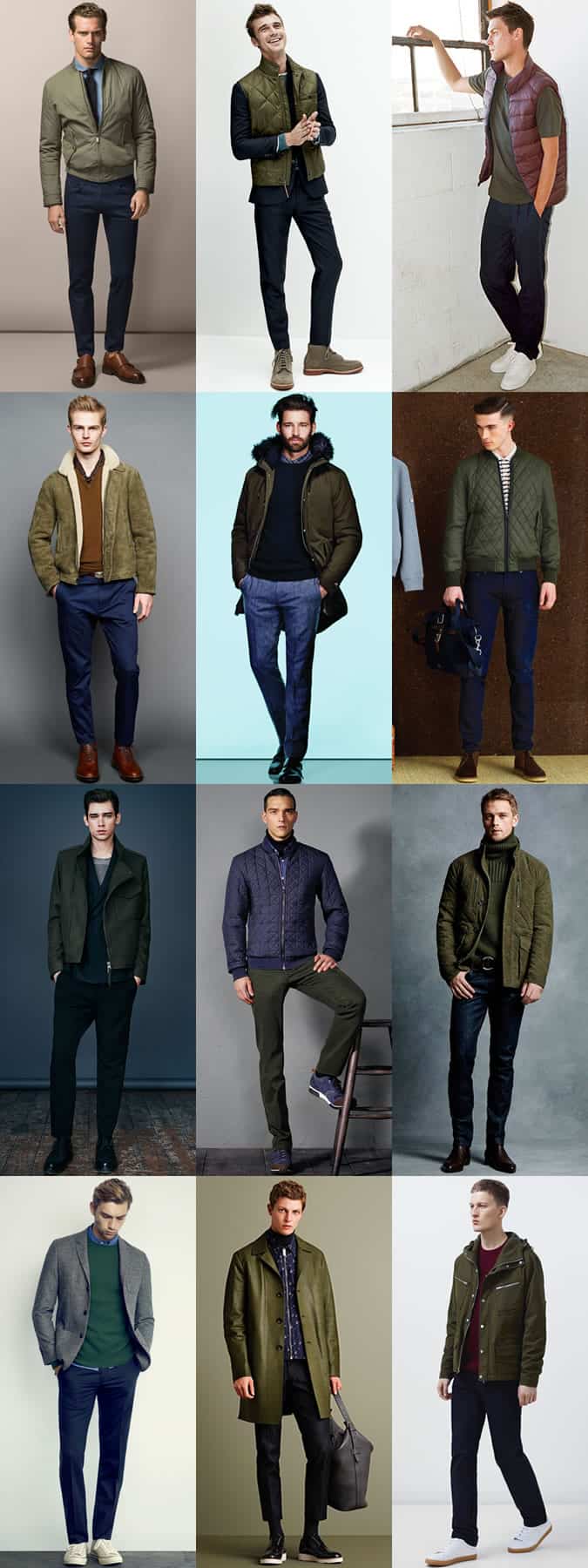 Men's Blue and Green Colour Combination Outfit Examples Lookbook