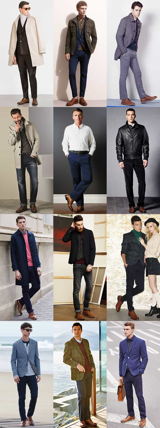 Men's Tan Brogues In Autumn/Winter - Outfit Inspiration Lookbook