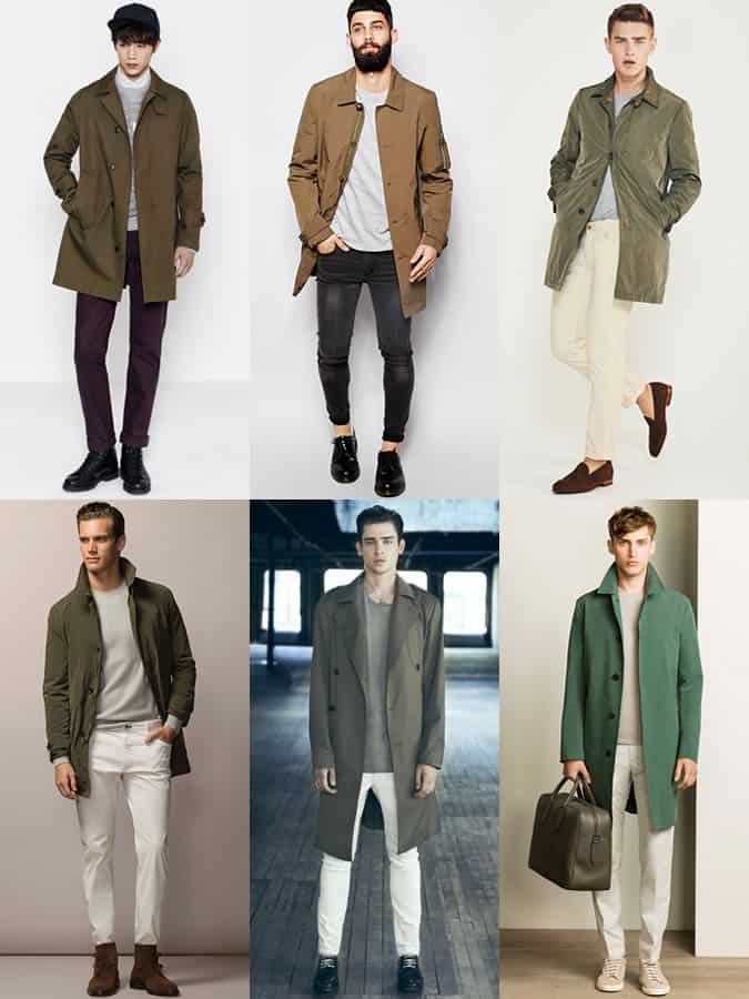 Men's Military Green Trench Coats & Macs - Outfit Inspiration Lookbook