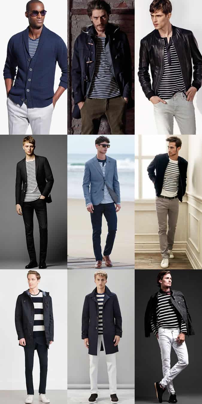Men's Breton Striped Top Outfit Inspiration Lookbook