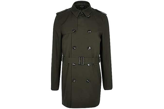 Smart Double-Breasted Trench Coat In Dark Green