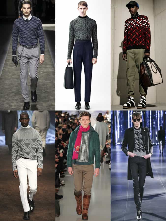 Men's Geometric Print Knitwear On The AW15 Menswear Runways