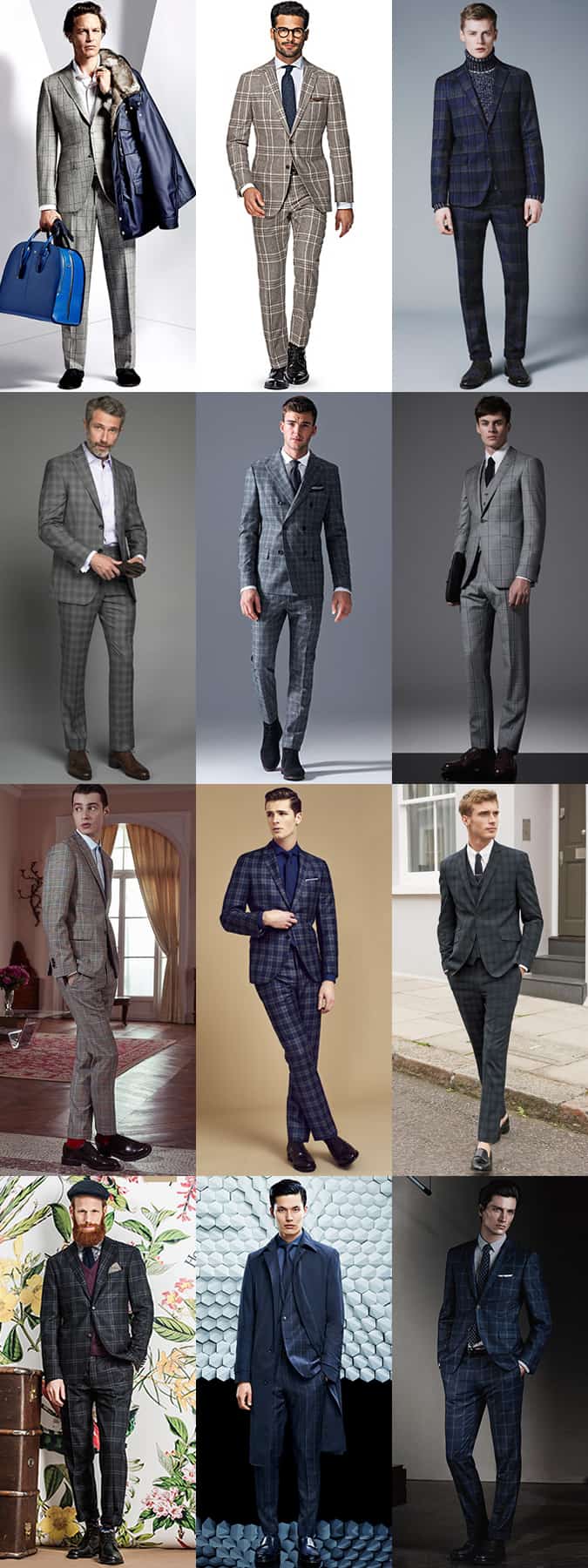 Men's Checked Suits Outfit Inspiration Lookbook