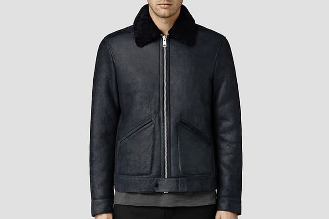 allsaints pilot shearling jacket