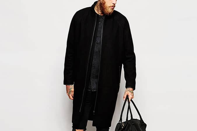 Weekday Overcoat Mod Long Oversized Wool Zip Pockets