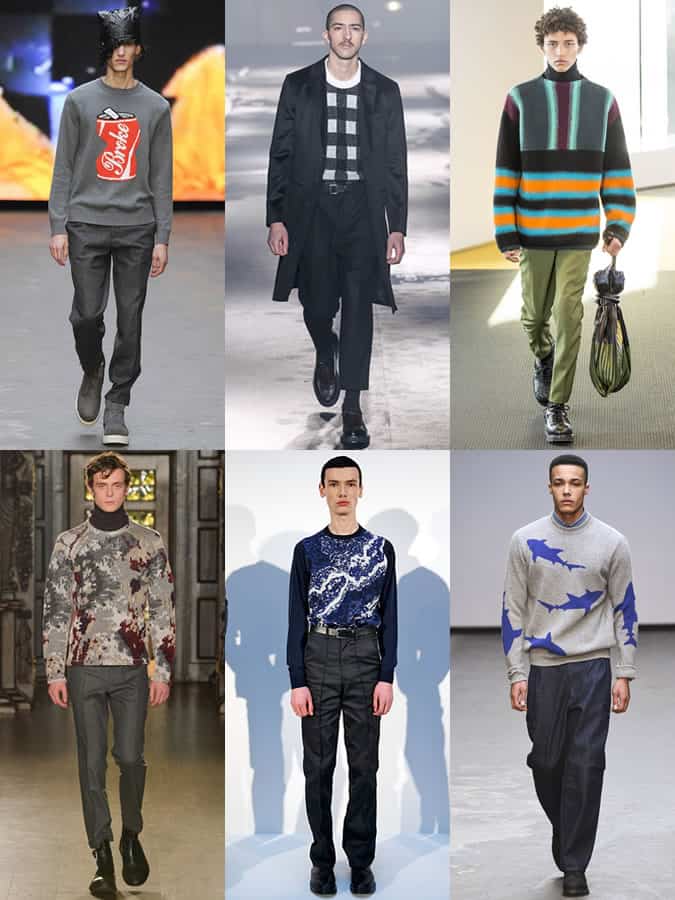 Men's Graphic, Printed and Patterned Knitwear On Autumn/Winter 2015 Menswear Runways