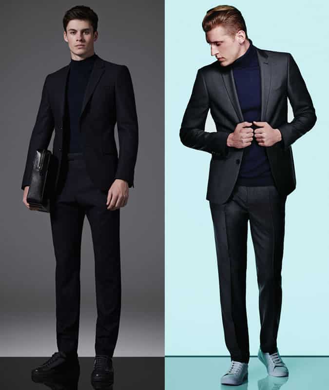Men's Suits With Trainers and Roll Necks Outfit Inspiration Lookbook