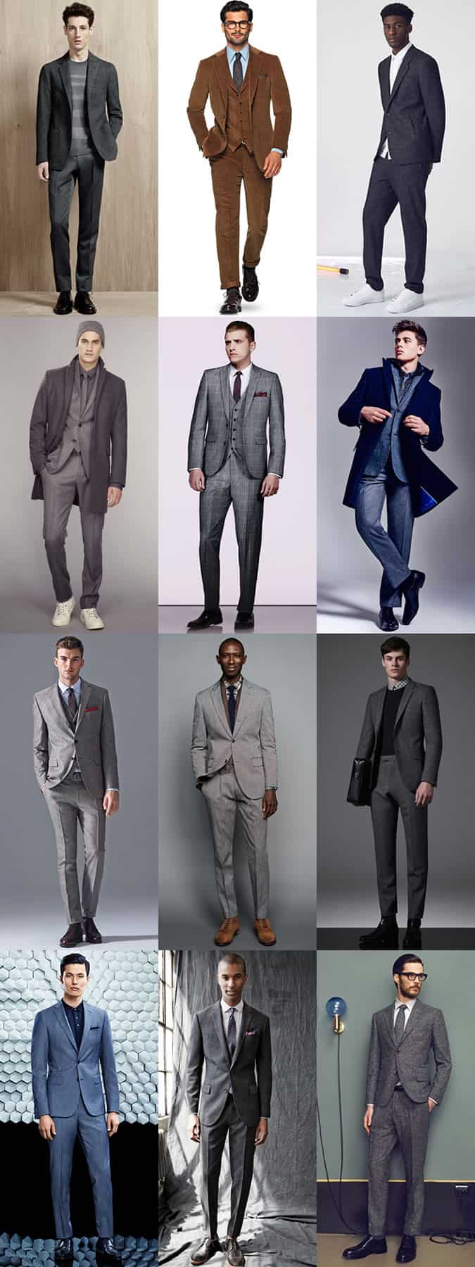 Men's Heavyweight Wool, Flannel, Tweed and Cord Textured Suit Outfit Inspiration Lookbook