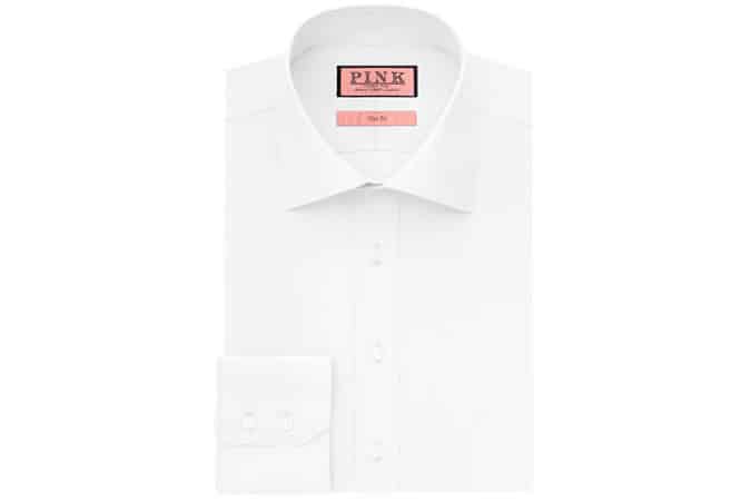 Thomas Pink Plain Slim Fit Button Cuff Shirt