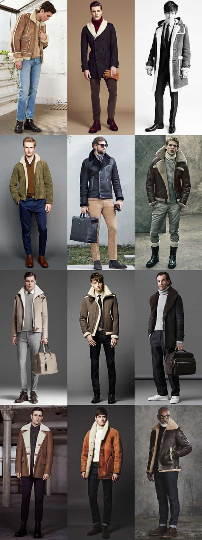Men's Shearling Coats And Jackets Outfit Inspiration Lookbook