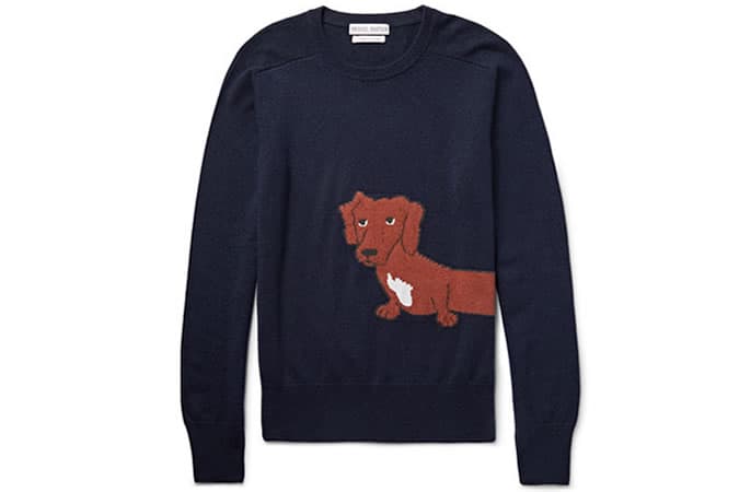 Michael Bastian Dachshund Intarsia Cashmere Sweater