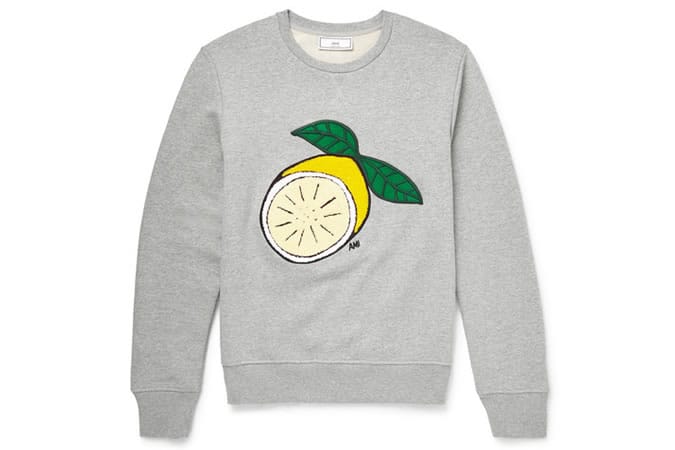 AMI Lemon-Embroidered Cotton-Jersey Sweatshirt
