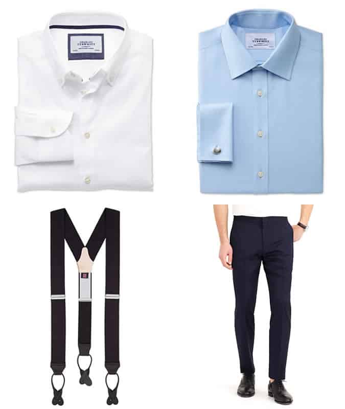 Men's Slim Fit Shirts and Trousers With Suspenders