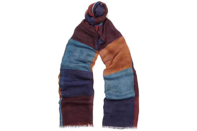 Drake's Colour-Block Modal, Linen And Silk-Blend Scarf