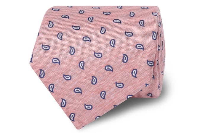 Coral Paisley Silk Tie