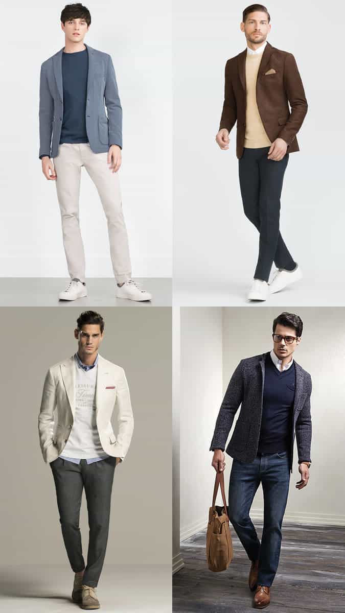 Men's Unstructured and Knitted Blazers Outfit Inspiration Lookbook