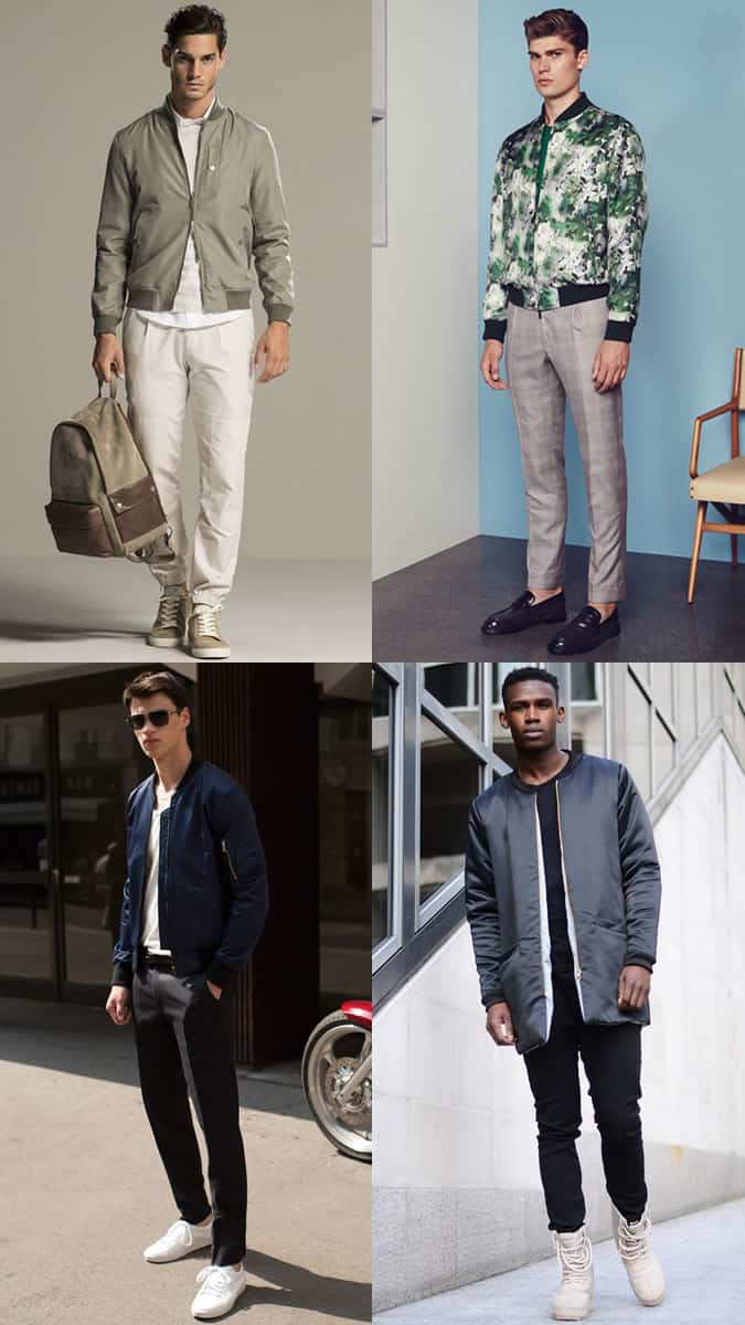 Men's Silk Bomber Jackets Outfit Inspiration Lookbook