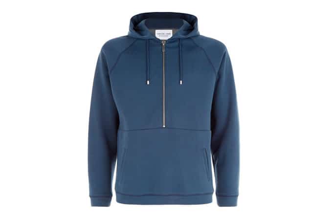 SLATE BLUE MID ZIP HOODED SWEAT