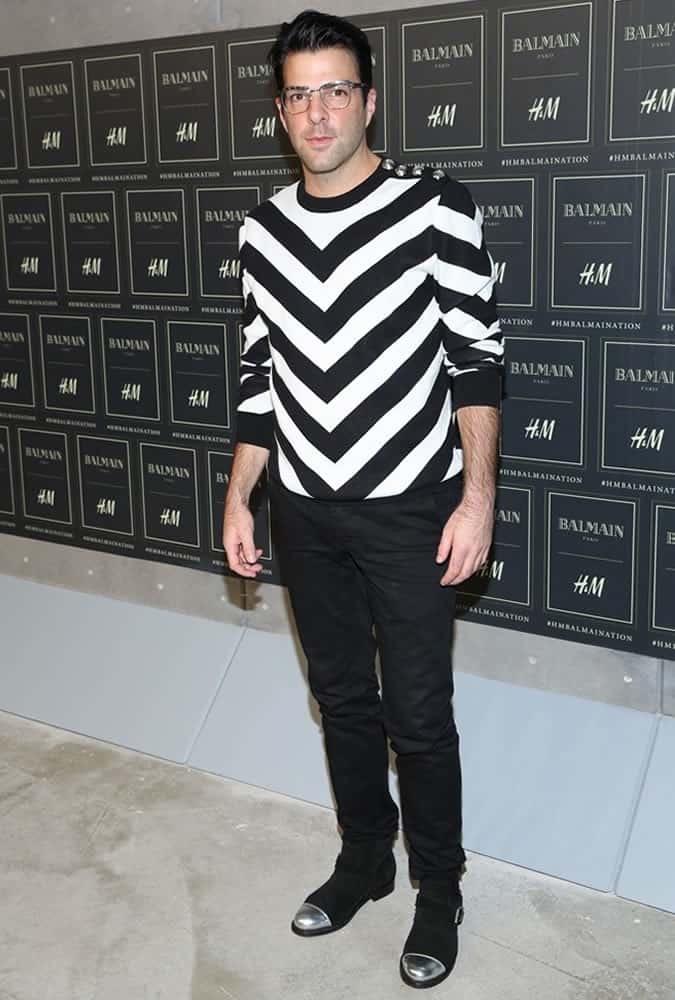 Zachary Quinto Balmain Jumper Fashion And Style Outfits/Looks
