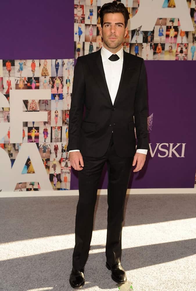 Zachary Quinto Black Suit with Cravat Red Carpet Fashion And Style Outfits/Looks
