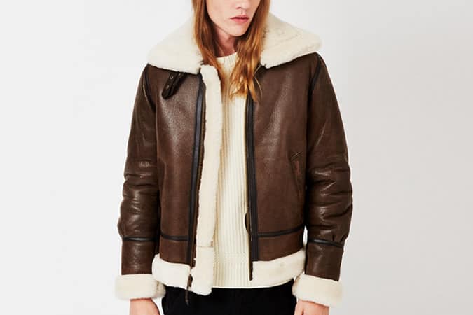 Schott Bombardier Shearling Jacket Brown