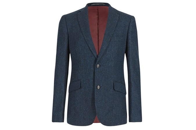 Pure New Wool Tailored Herringbone Blazer