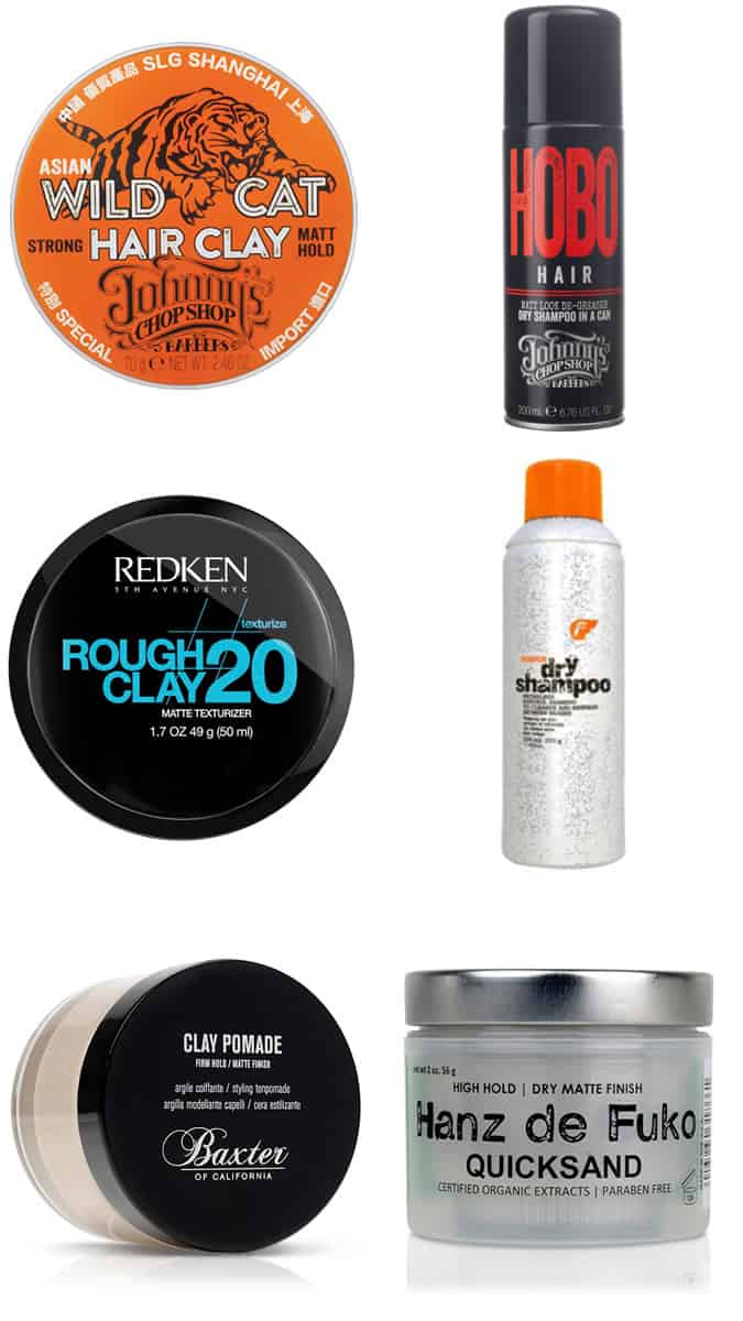 Men's Clay Hair Styling Products and Dry Shampoos