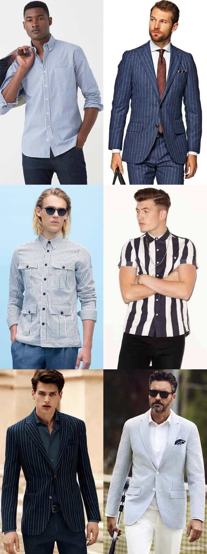 Vertical Stripe Clothing Outfit Inspiration Lookbook For Short Men