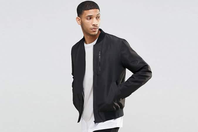 ASOS Bomber Jacket In Black With Zip