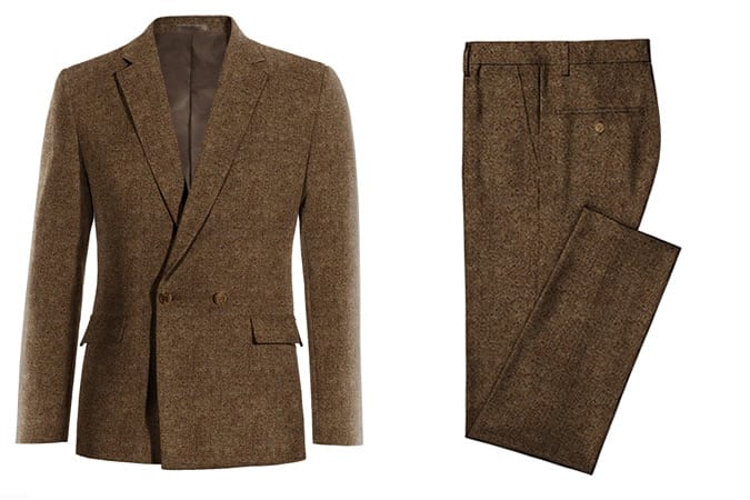 Men's Brown Double-Breasted Suit