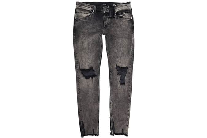 River Island Black Faded Raw Hem Skinny Jeans
